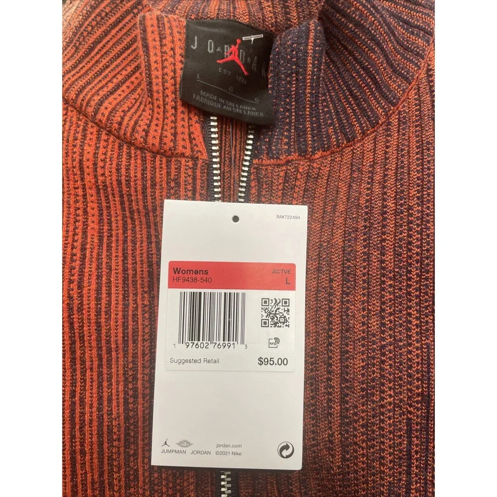 Nike Jordan Full Zip Knit Short Sleeve Top Purple Orange Womens Sz Lg HF9438-54 - Picture 4 of 4